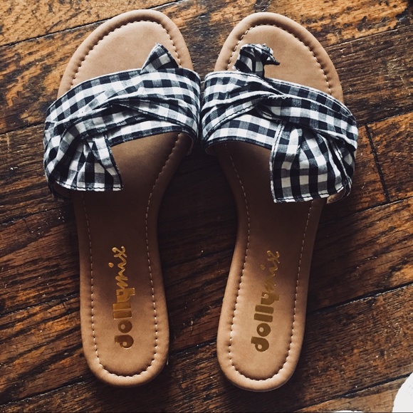 Dollymix Gingham Slide Sandals Size 7.5 NWT - Picture 2 of 4